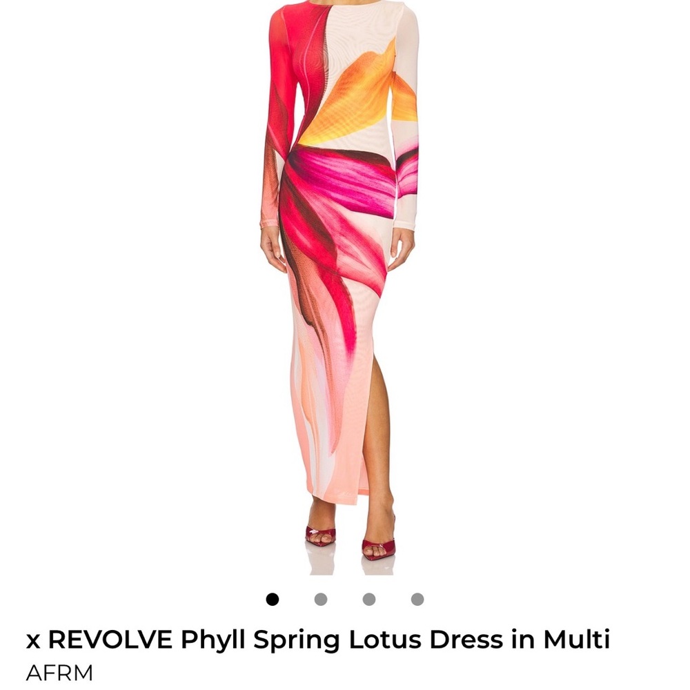 AFRM Long-Sleeve Floral Maxi Dress in Pink, Coral & Yellow. New. Never worn.